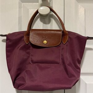 Longchamp Purple Tote with Brown Accents